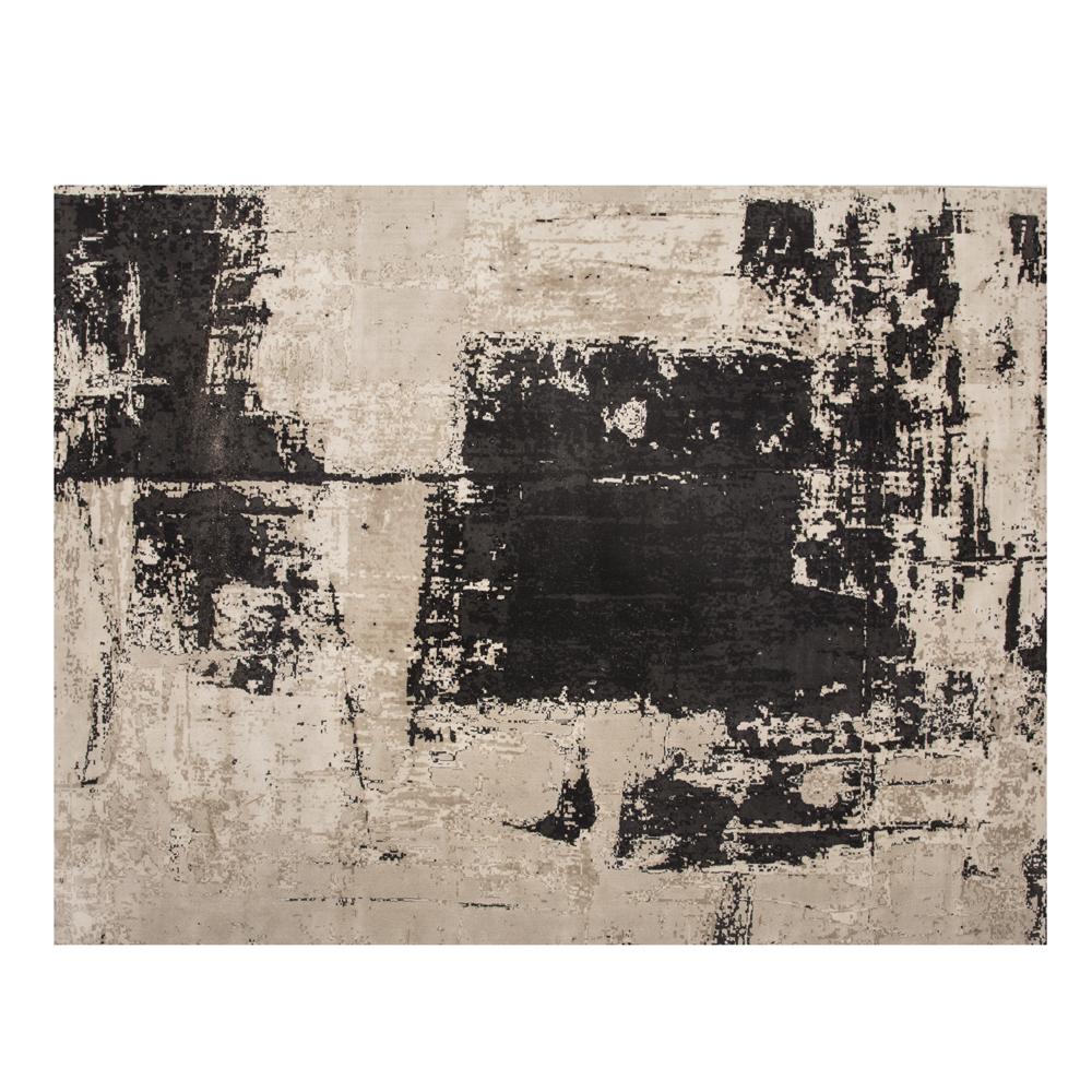 Modern Abstract Black and Cream Rug
