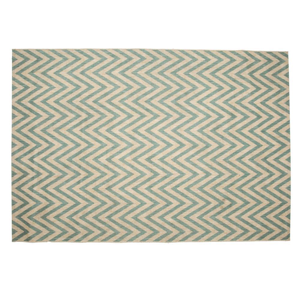 Aqua and Natural Chevron Rug - Gil & Roy Props