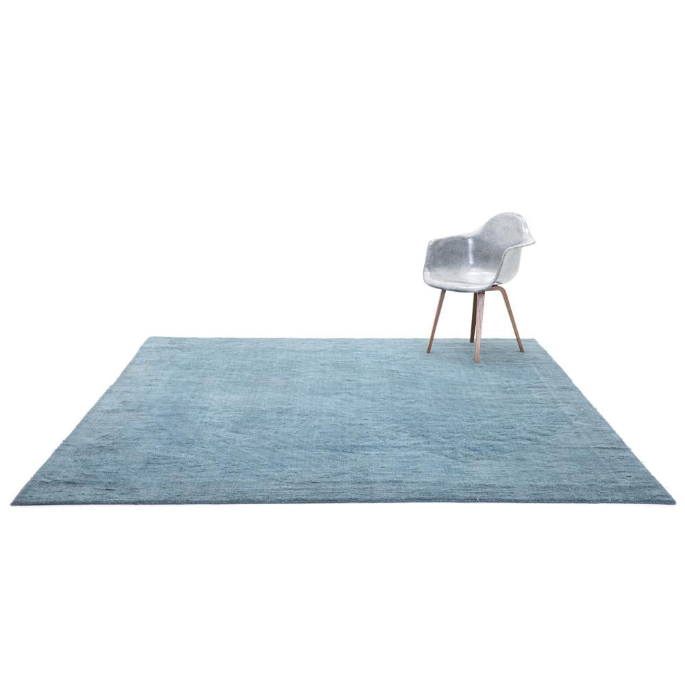 Solid Blue Contemporary Rug