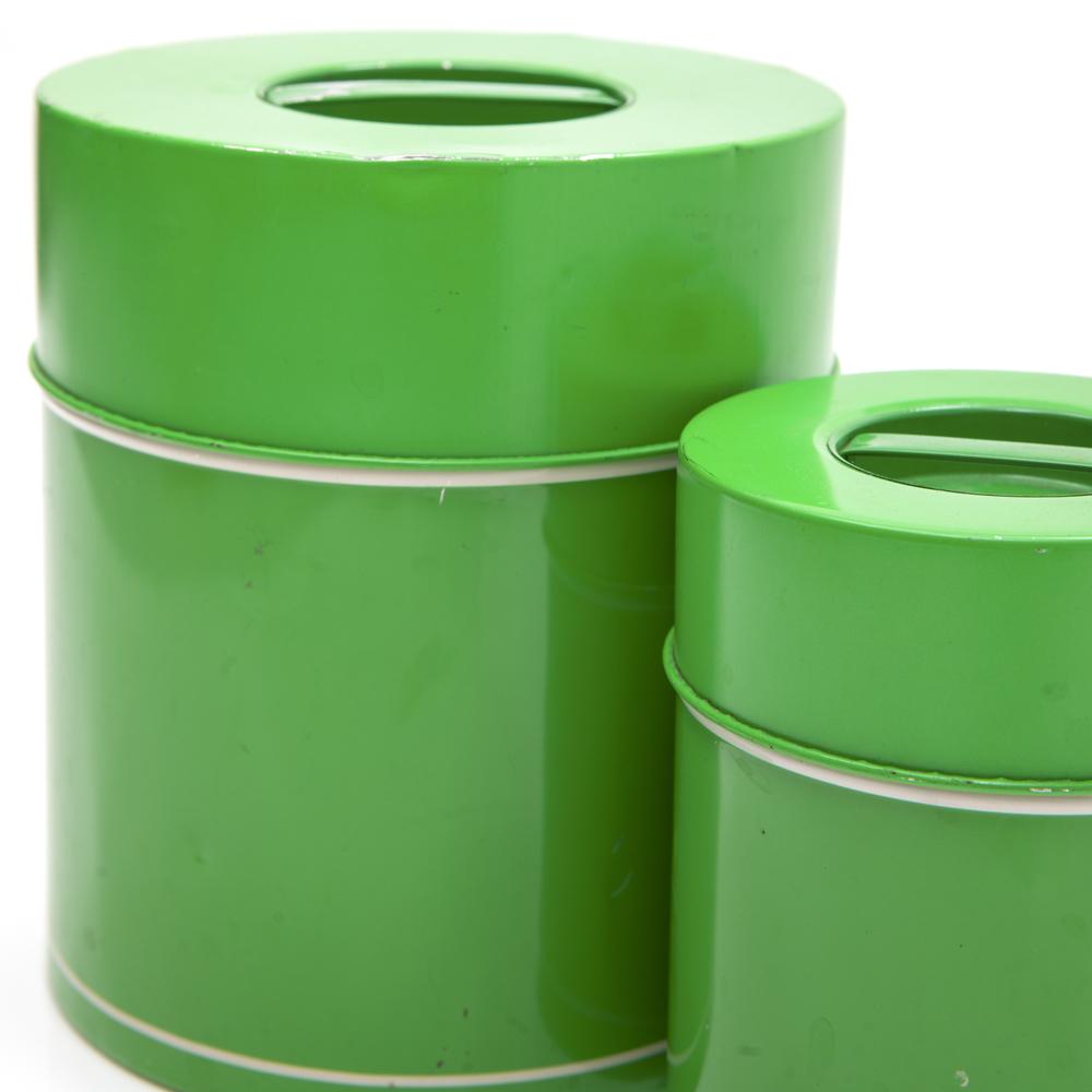 Canisters Set of 2 - Green w Green Lid