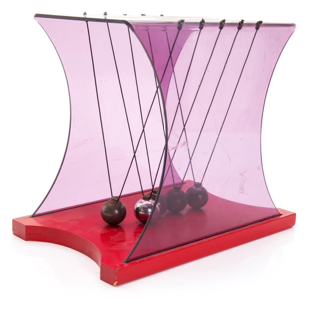 Red Lucite Newton's Cradle