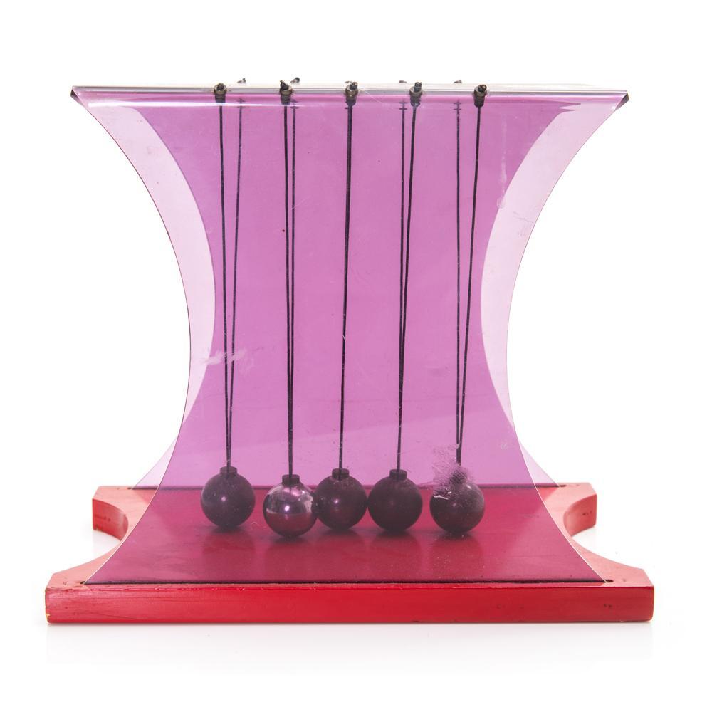 Red Lucite Newton's Cradle