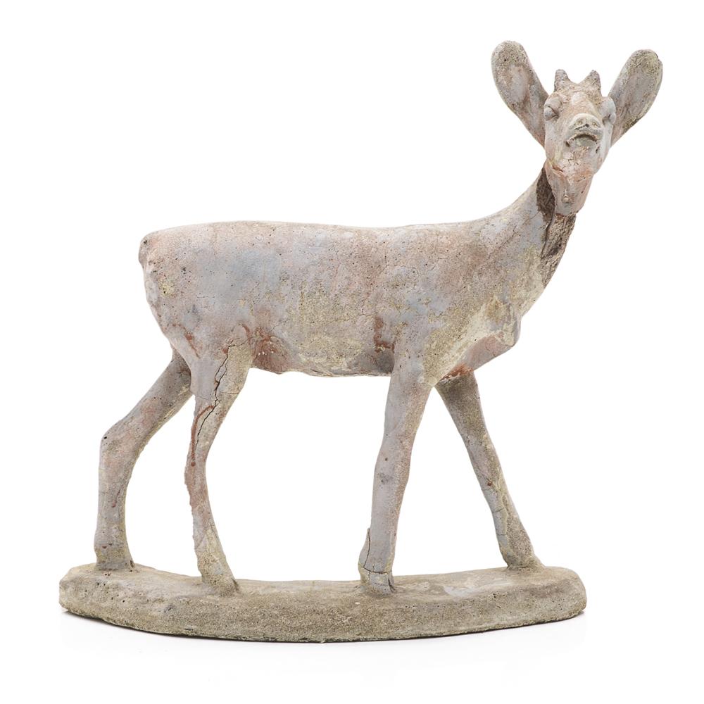 Rustic Cement Deer Sculpture