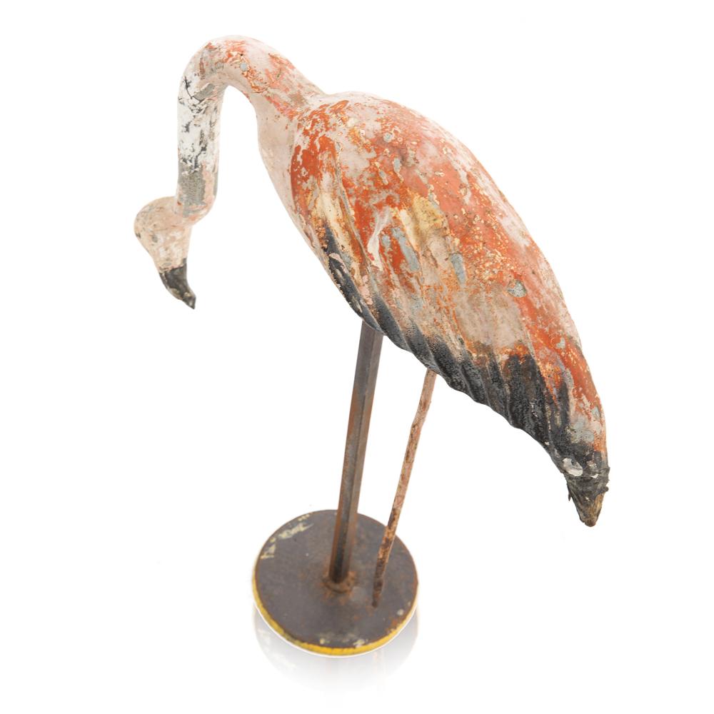 Rustic Cement Flamingo Sculpture Head Down