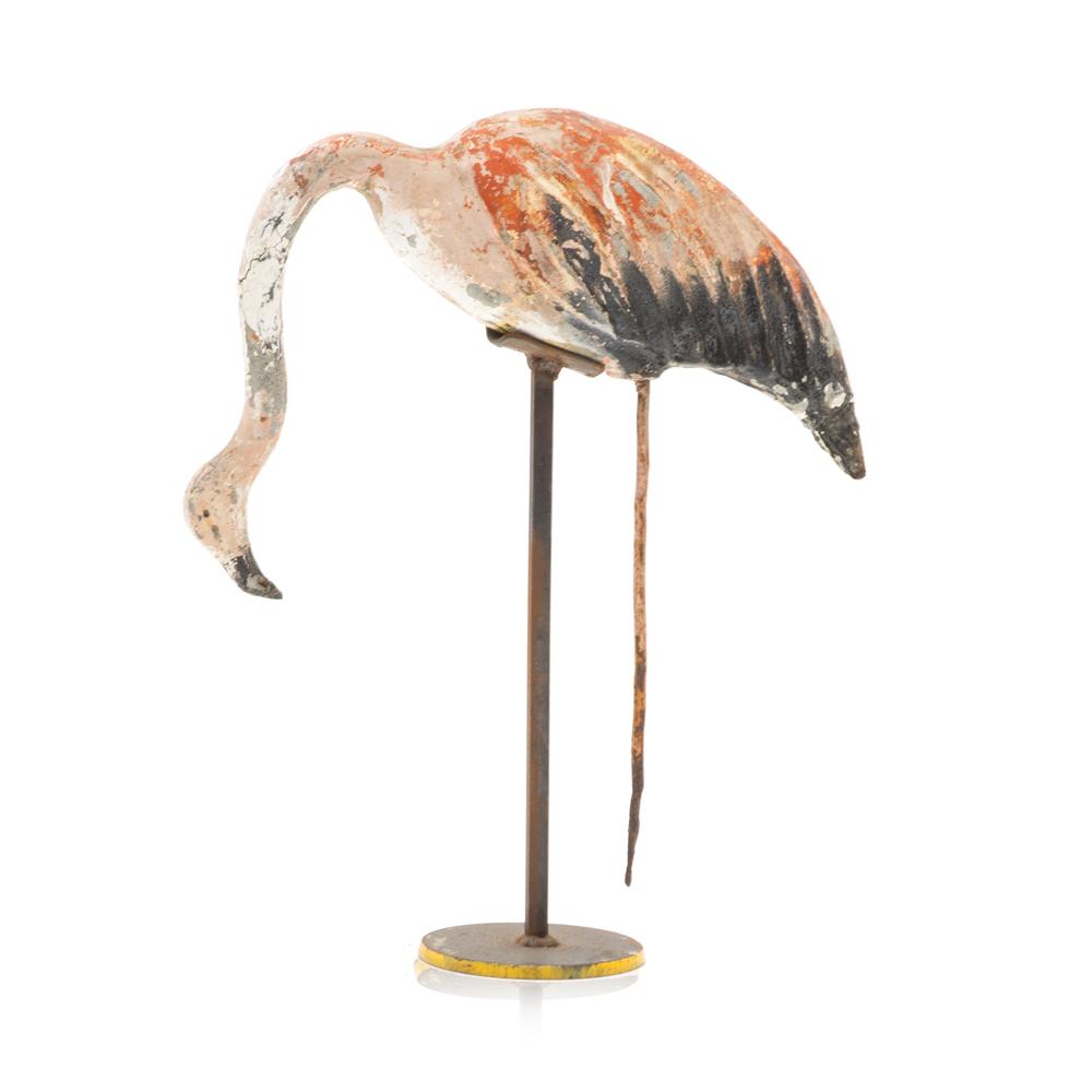 Rustic Cement Flamingo Sculpture Head Down