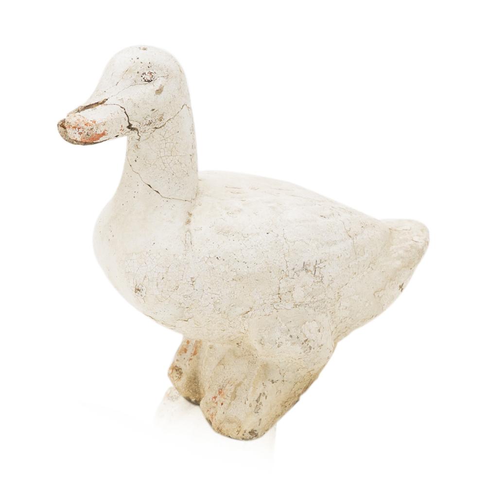 Rustic Cement Duck Sculpture - Broken Beak