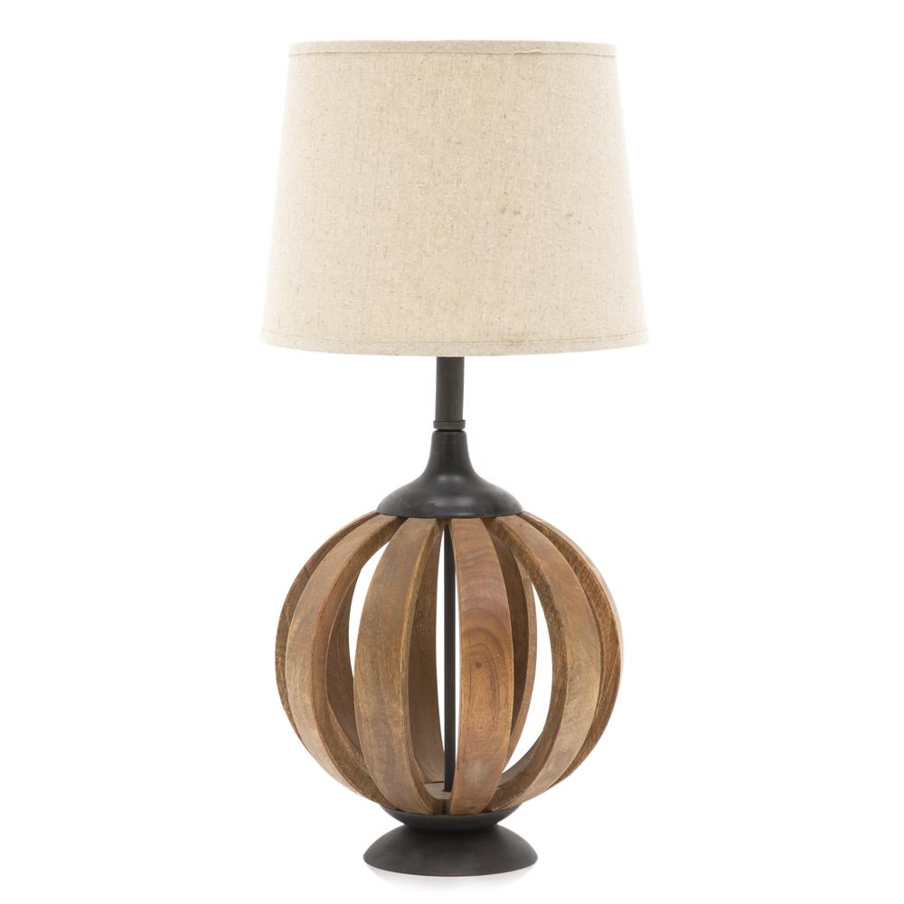 Wooden Sphere Table Lamp