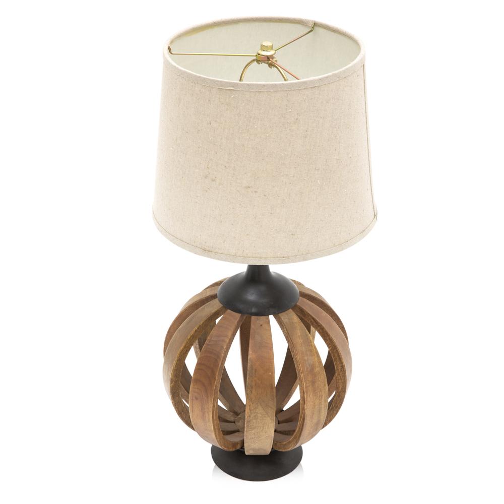 Wooden Sphere Table Lamp