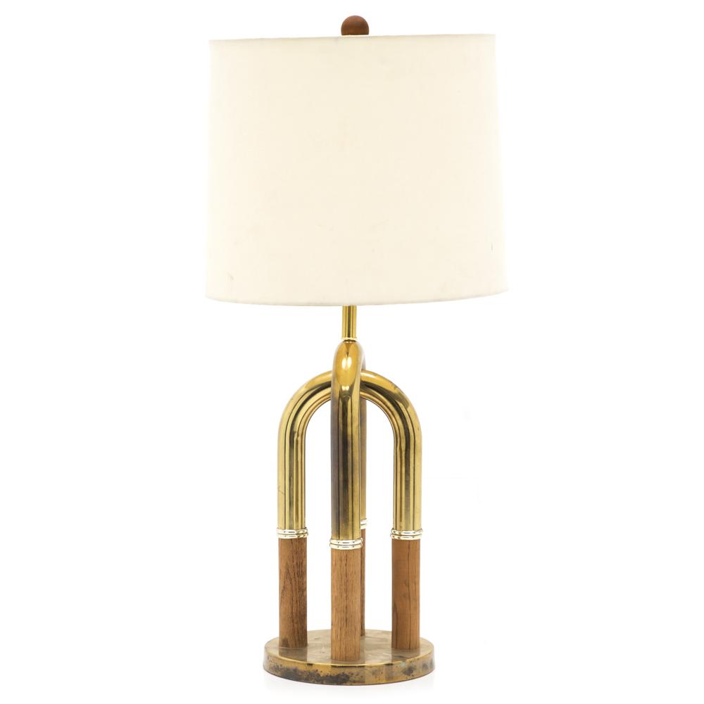 Brass and Wood Loops Table Lamp