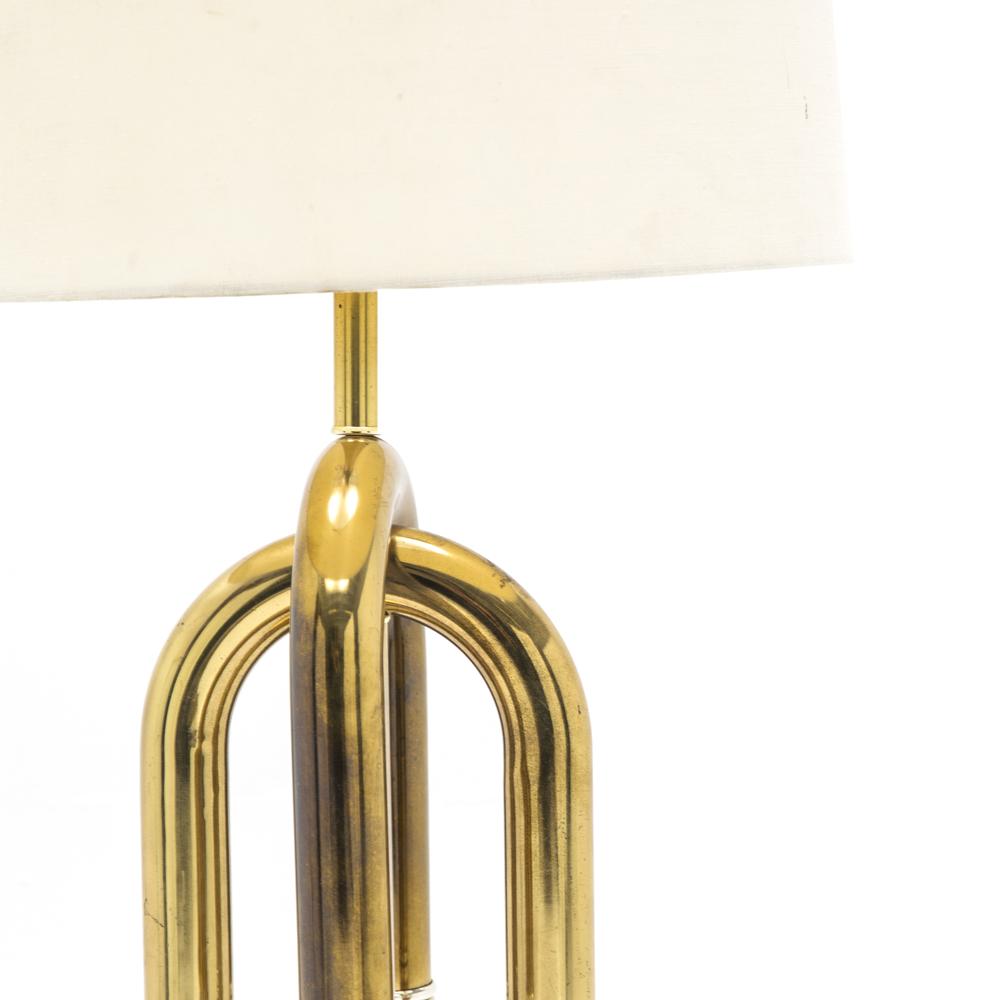 Brass and Wood Loops Table Lamp