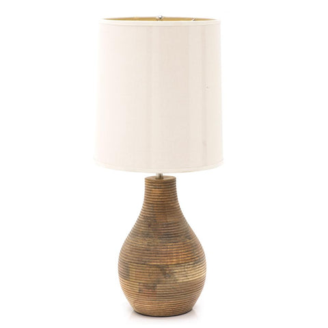 Ribbed Wood Table Lamp