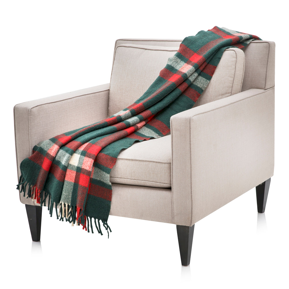 Green and Red Tartan Throw