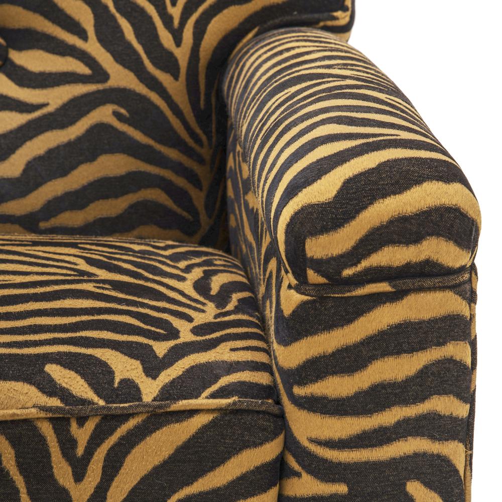 Long Black & Gold Tiger Print Sofa