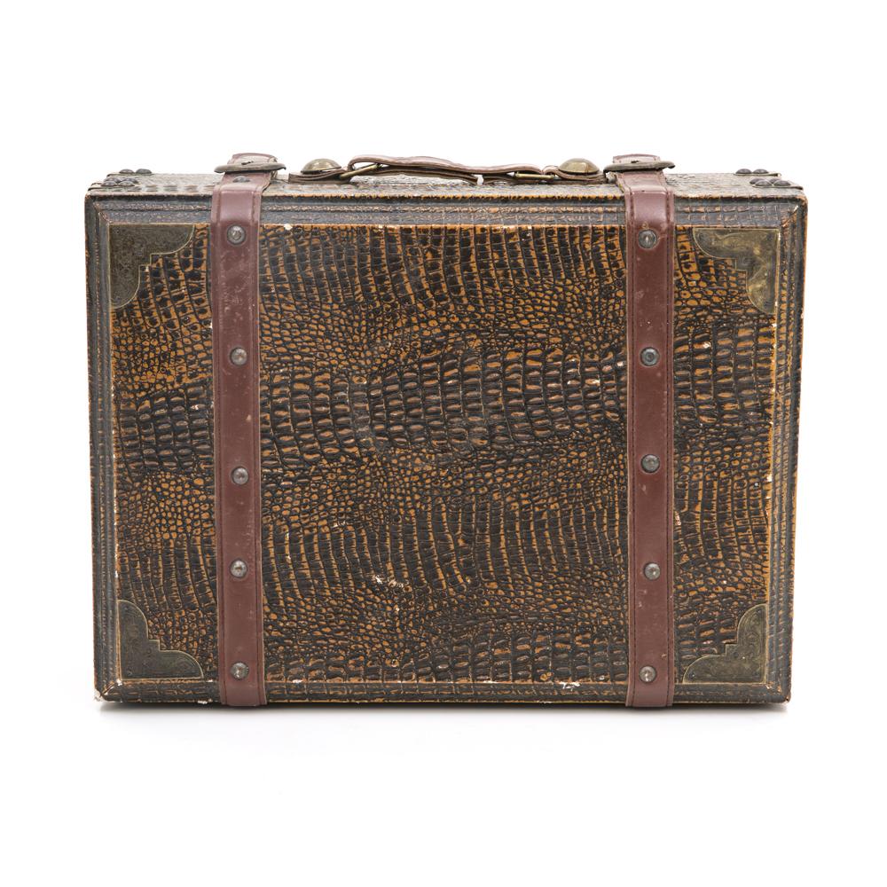 Alligator Skin Suitcase With Leather Straps - Large