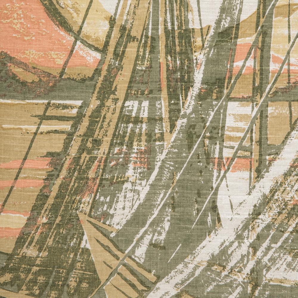 Tan Fabric Boat Scene Vintage Tapestry