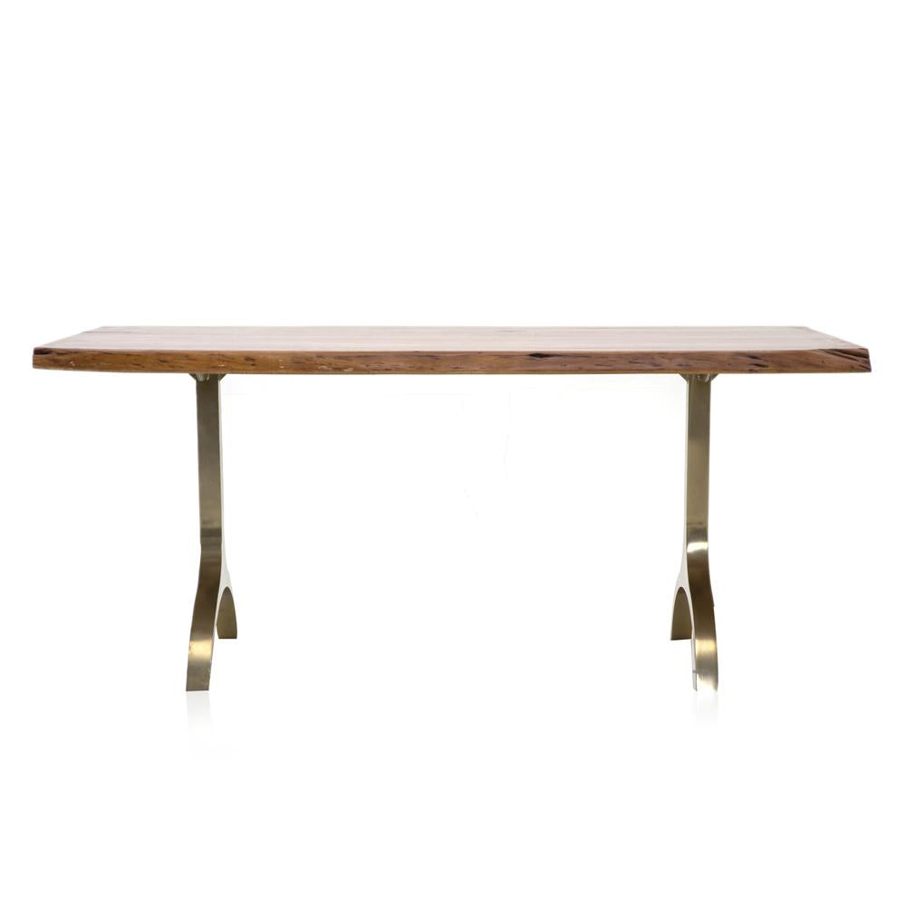 Wood & Brass Base Dining Table