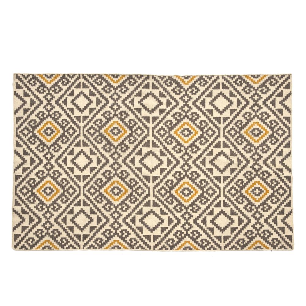 Yellow and Brown Patterned Rug