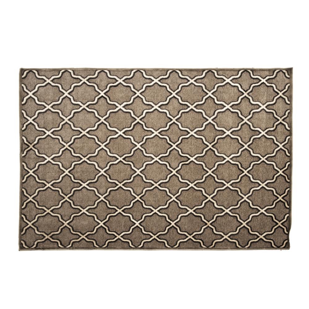 Grey Brown Patterned Traditional Rug