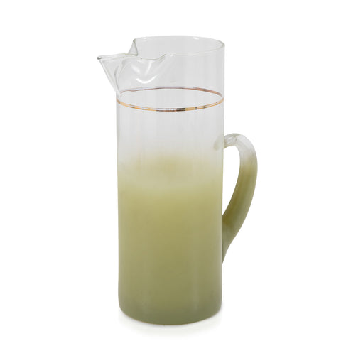 Muted Green Ombre Glass Pitcher
