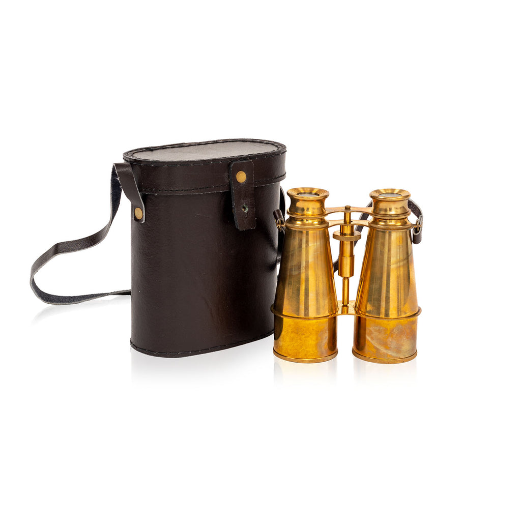 Solid Brass Vintage Binoculars with Case