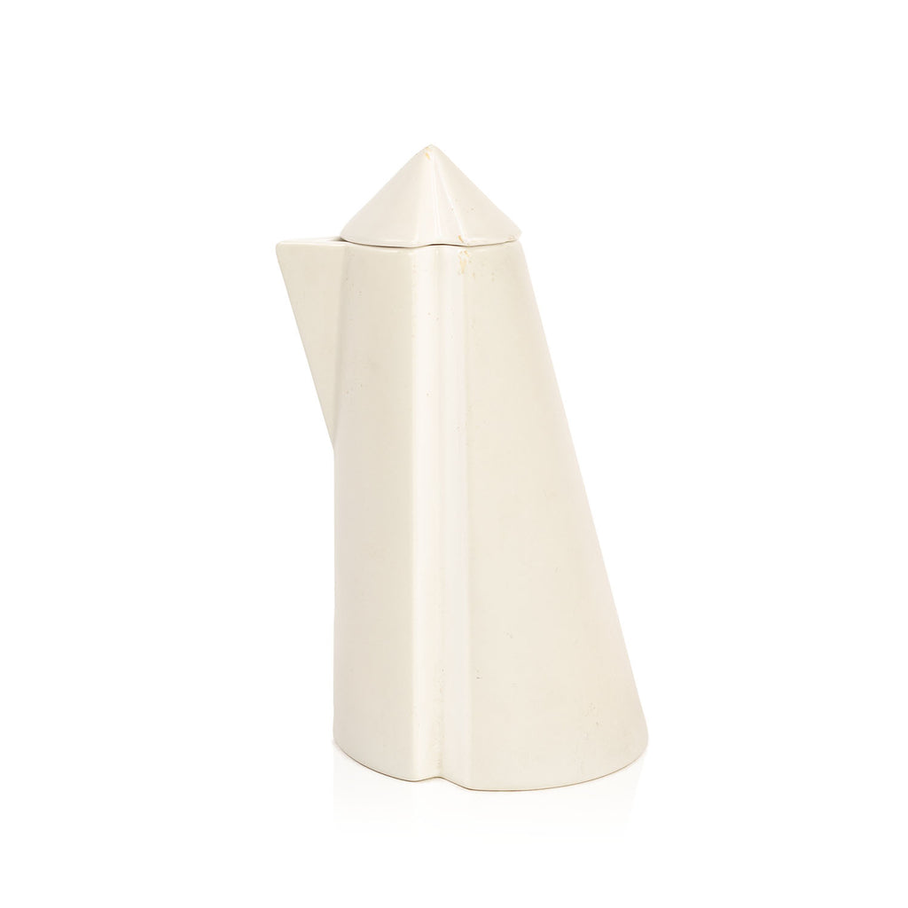 Short White Minimalist Conic Pitcher with Pointed Spout