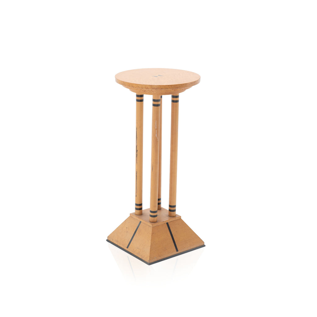 Natural Wood Pedestal with Four Columns