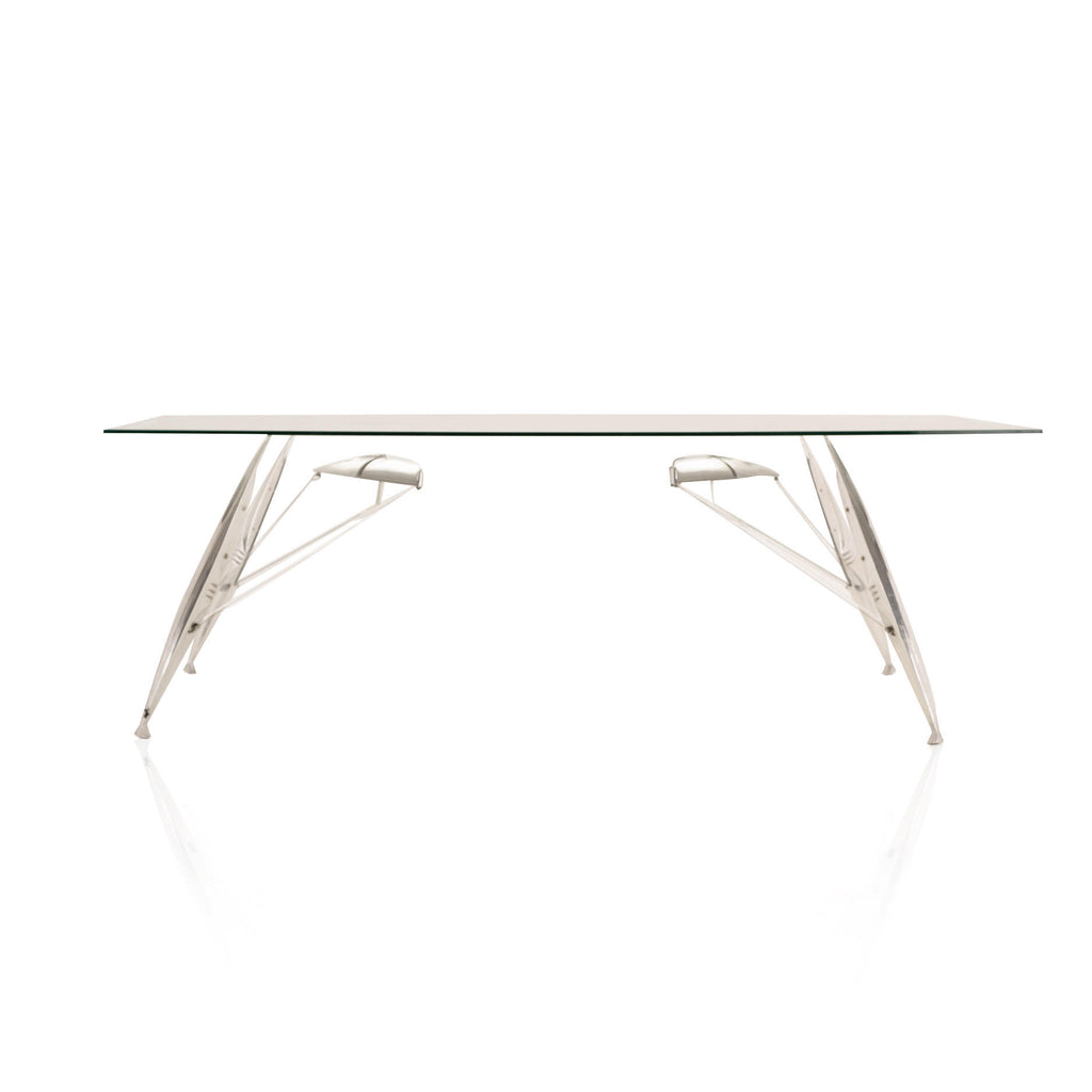 Large Glass and Metal Futuristic Conference Table