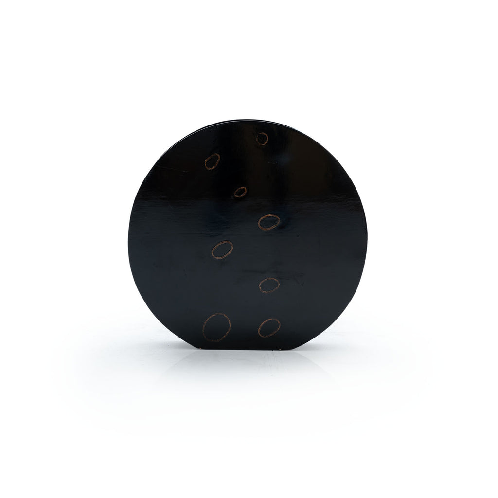 Oversized Modern Black Flat Circle Vase