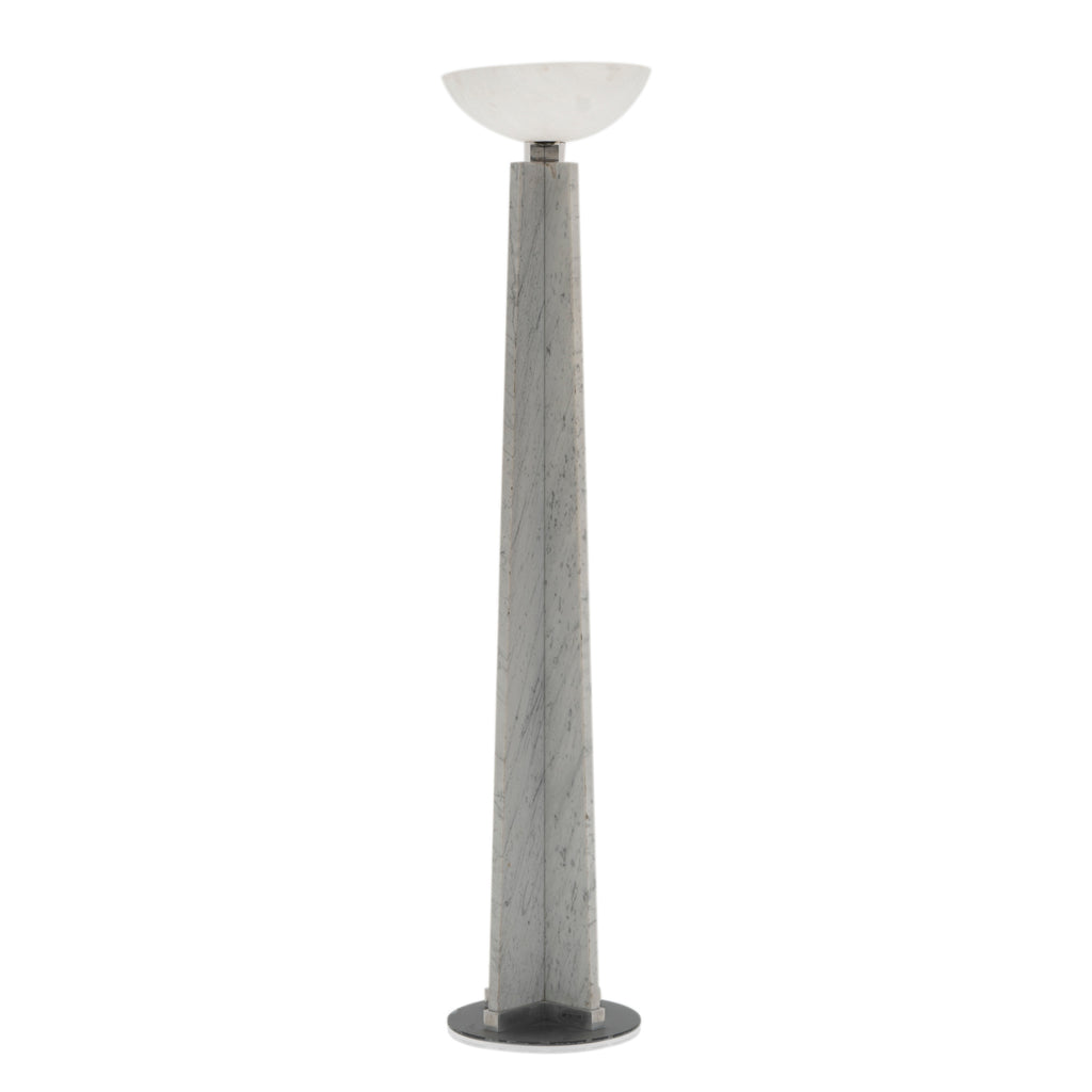 Grey Marble Pillar Torchiere Floor Lamp