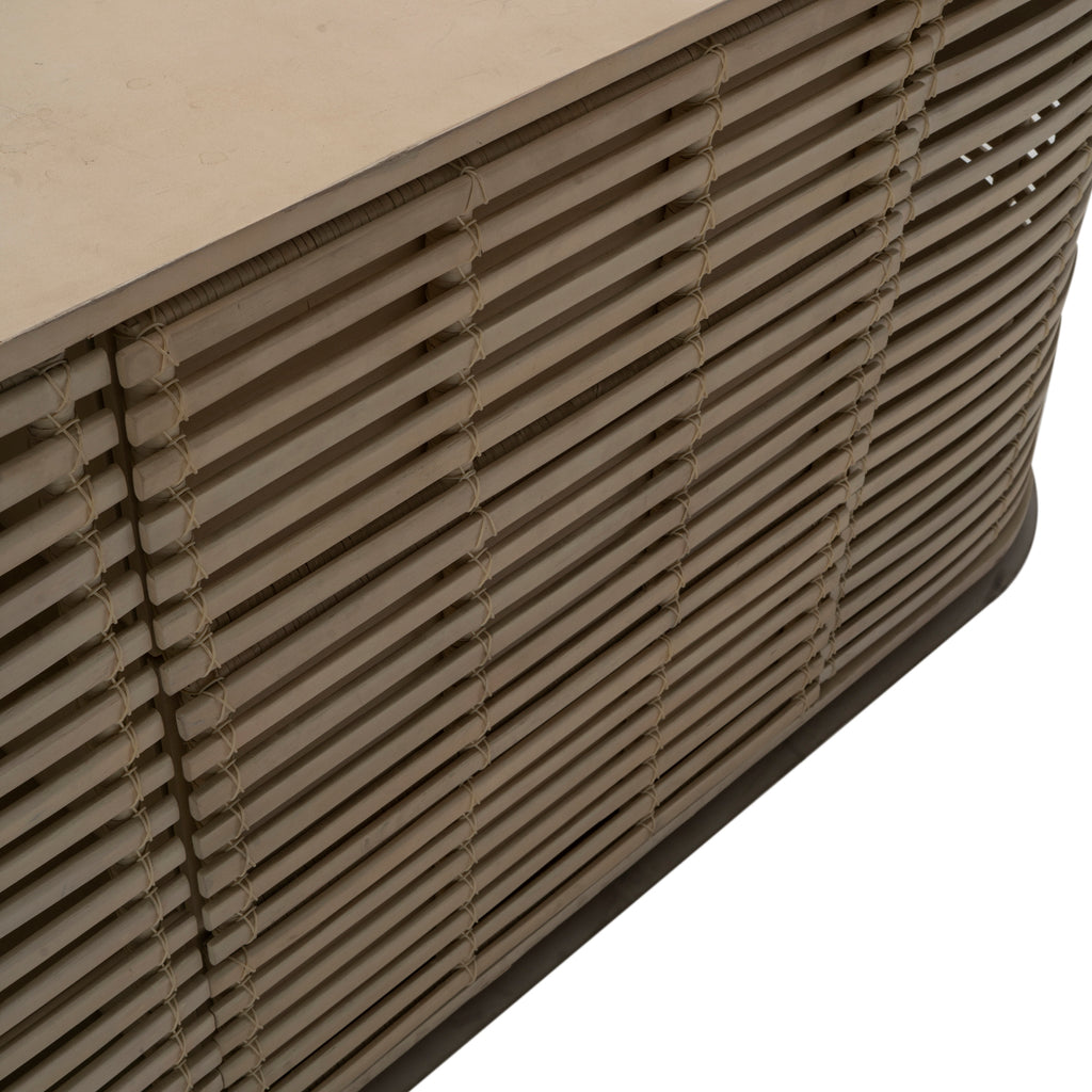 Beige Curved Slatted Console Buffet