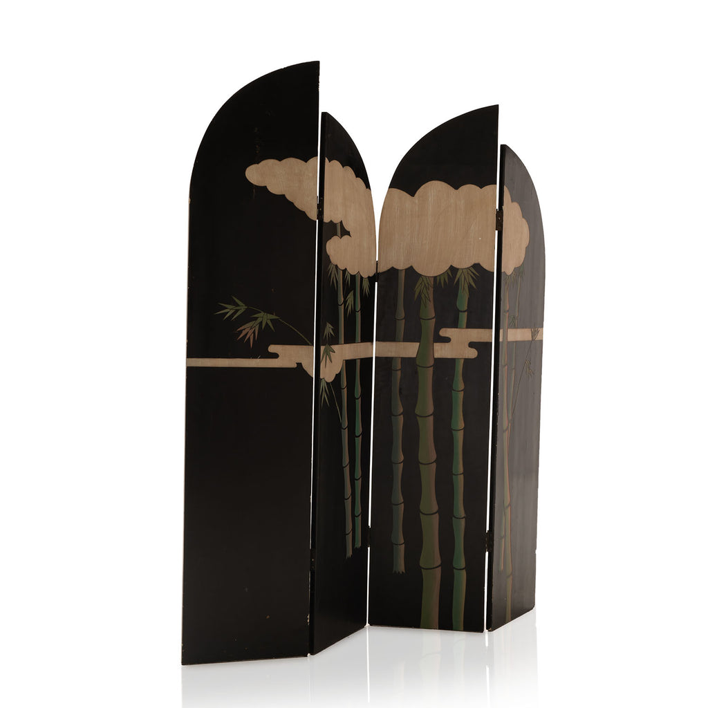 Black Wood Divider with Cloud and Bamboo Design
