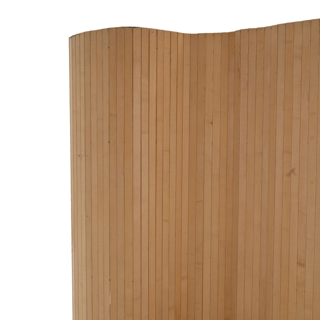 Slatted Natural Wood Curved Divider Screen