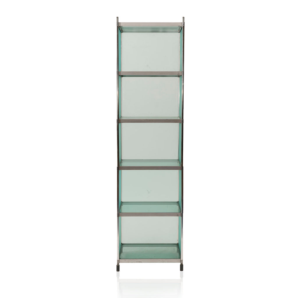 Tall Frosted Glass Standing Shelving Unit
