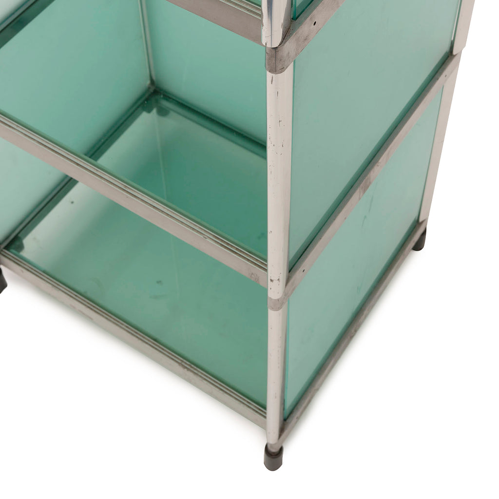 Tall Frosted Glass Standing Shelving Unit