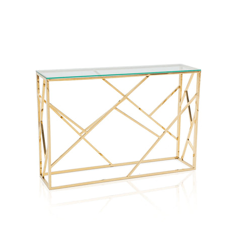 Gold Geometric Base Console Table