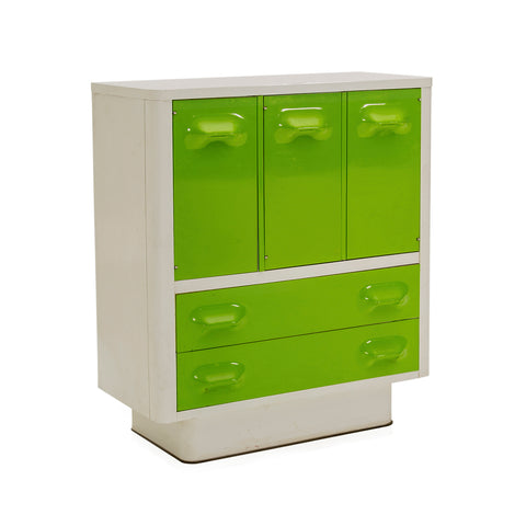 Green & White Tallboy Mod Dresser Cabinet