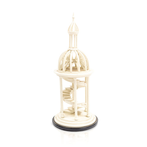 White Ivory Staircase Pillar Tabletop Sculpture