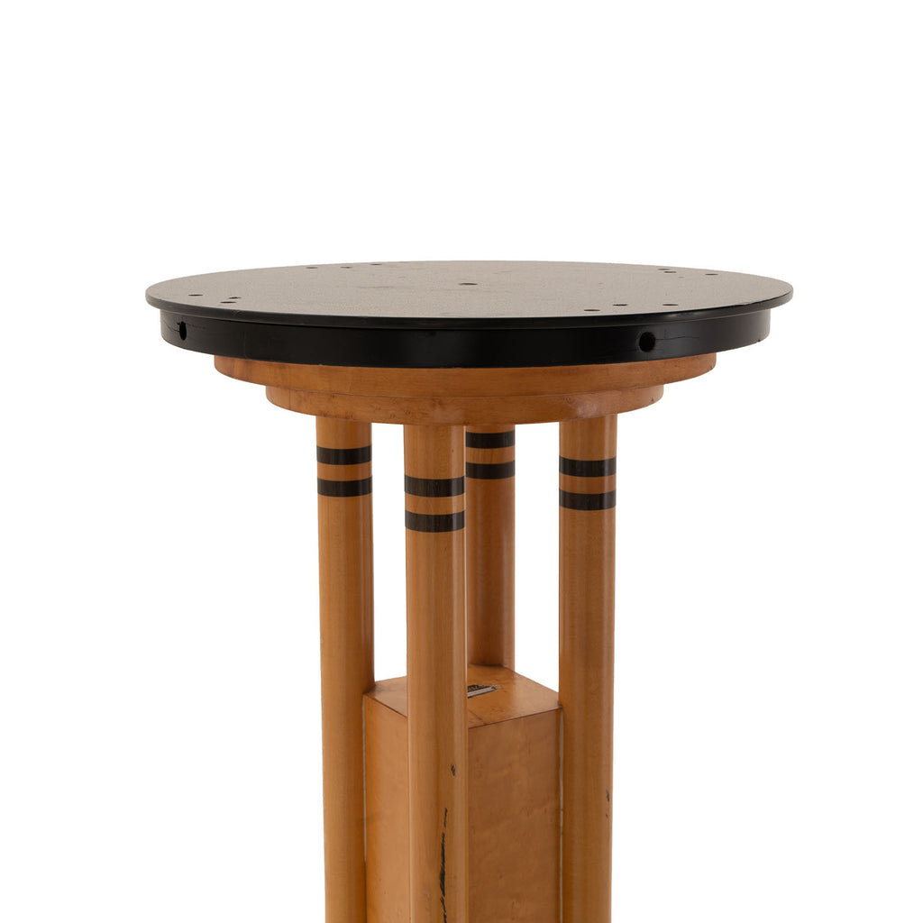 Tall Deco Wood and Black Inlay Column