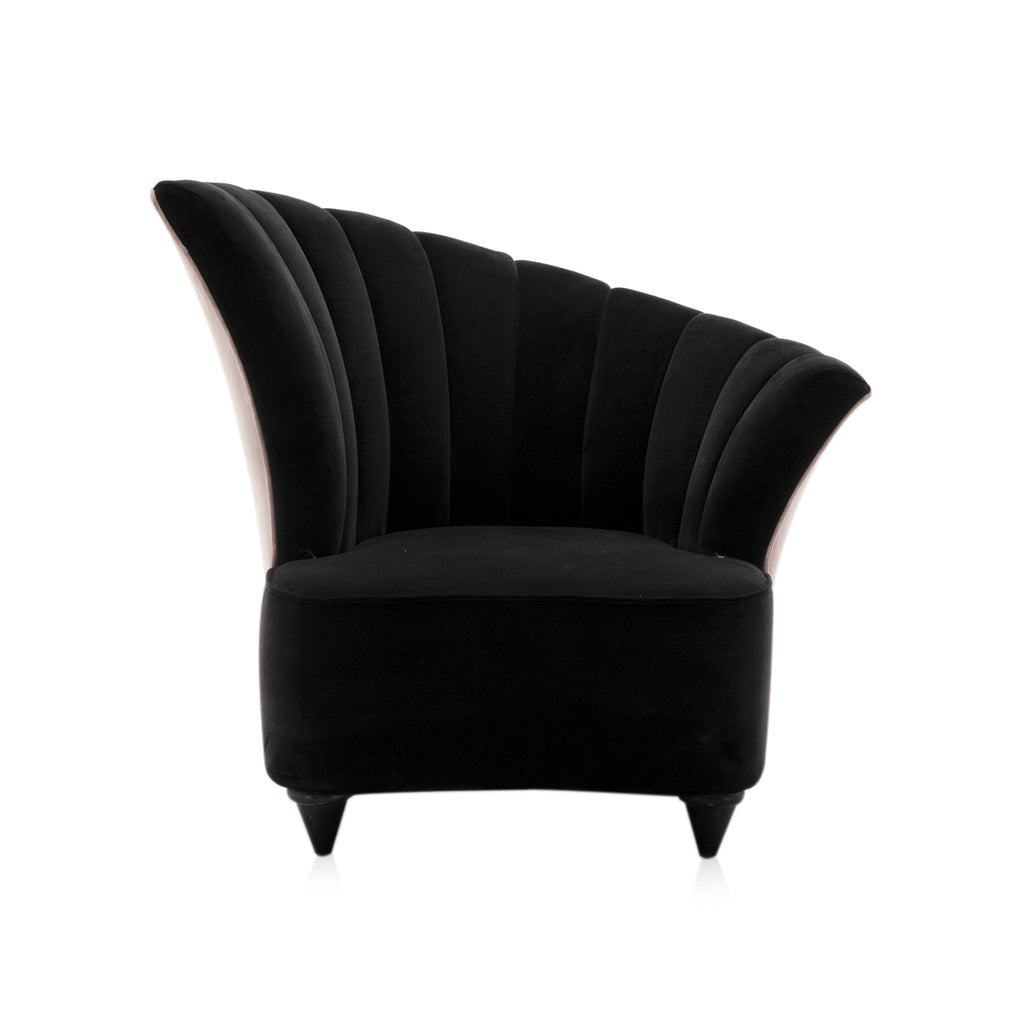 Black Velvet Asymmetrical Fan Back Chair