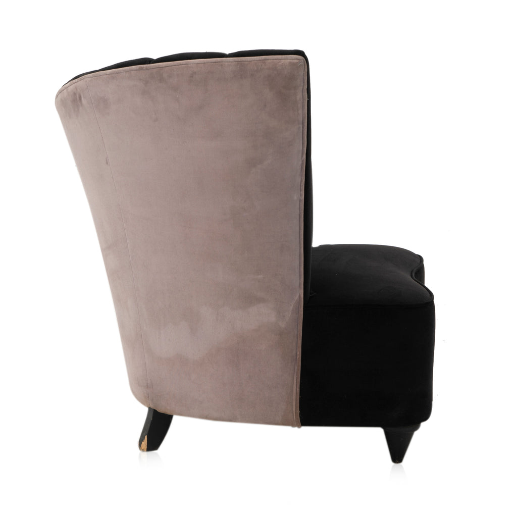 Black Velvet Asymmetrical Fan Back Chair