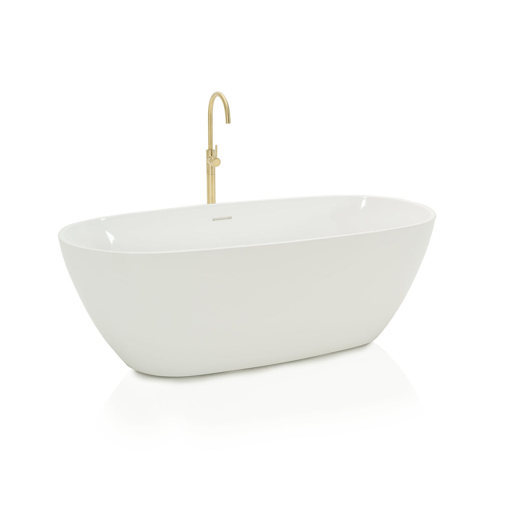 Contemporary Bathtub with Freestanding Gold Faucet