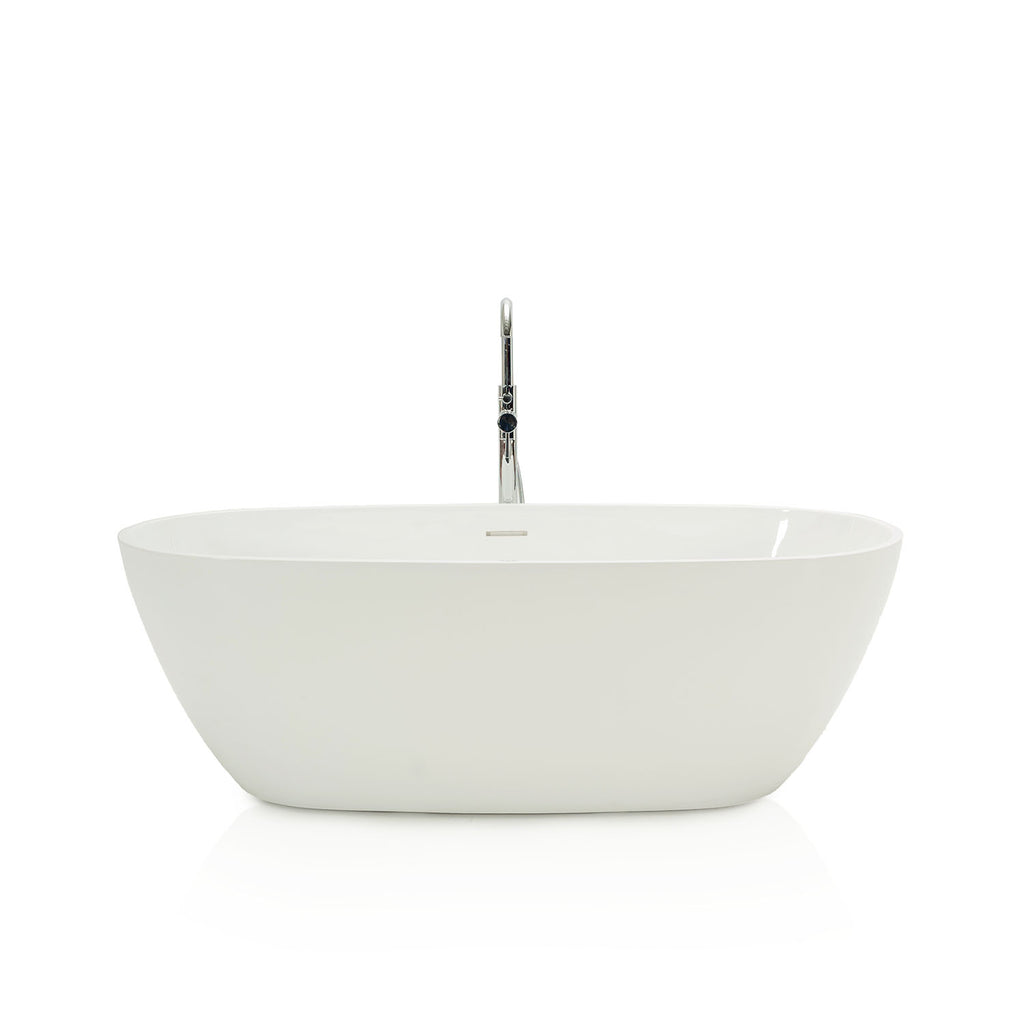 Modern White Bathtub with Chrome Faucet