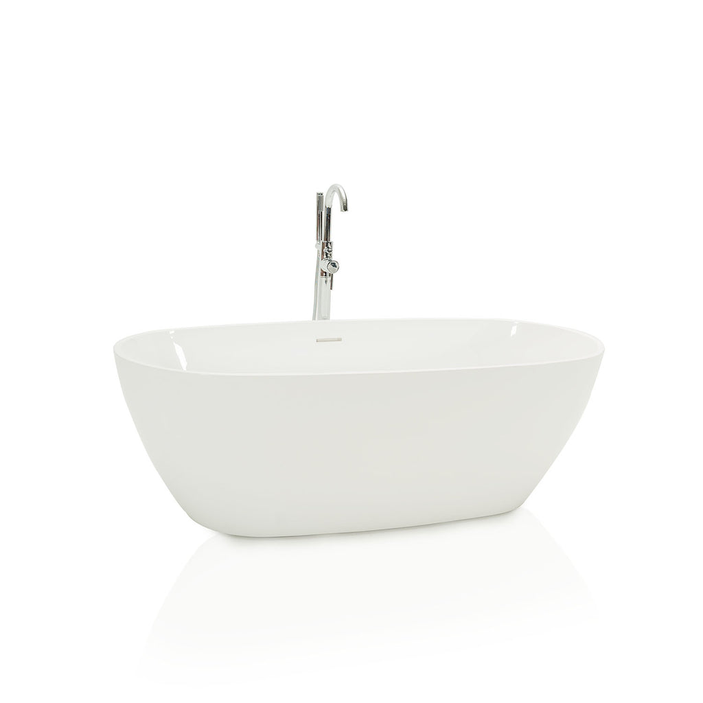 Modern White Bathtub with Chrome Faucet