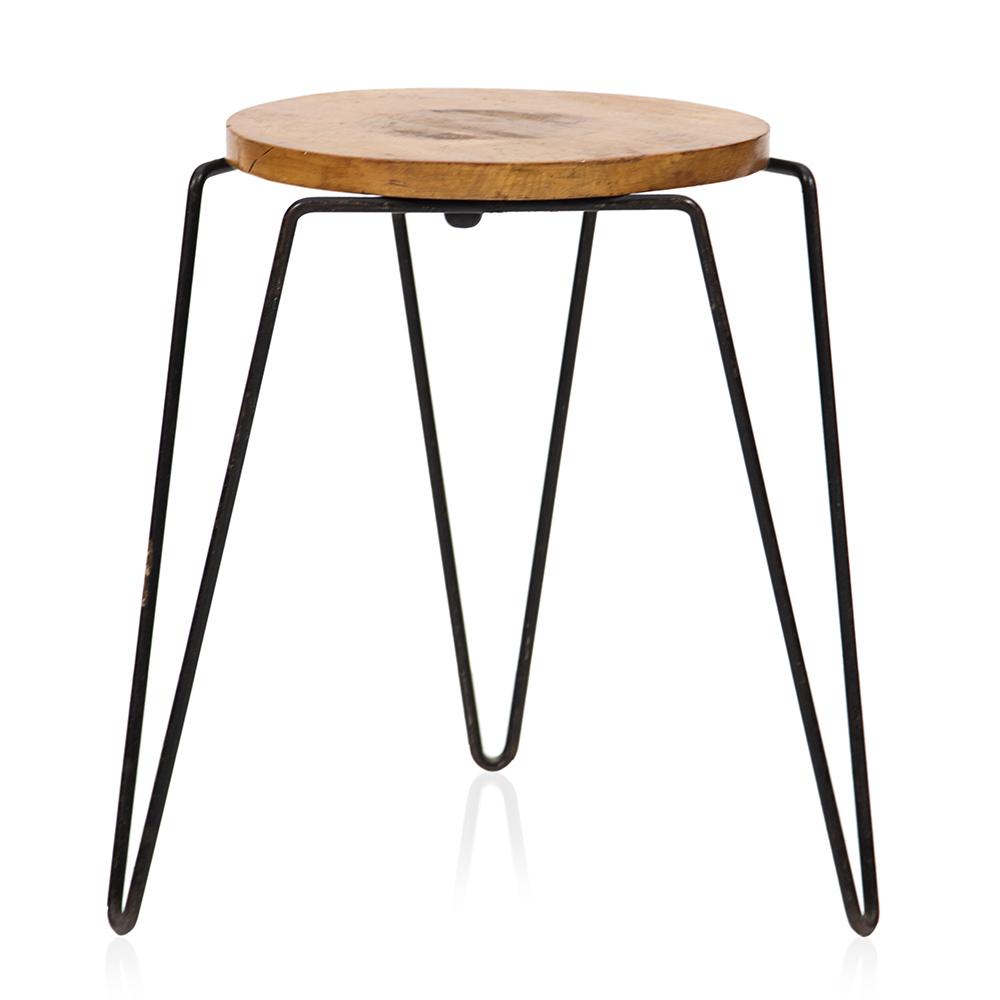 Wood Top Hairpin Leg Side Table