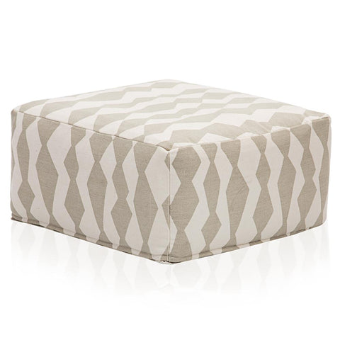 Grey and Cream Patterned Pouf
