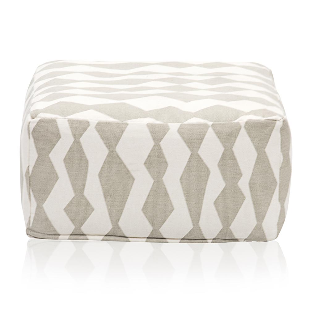 Grey and Cream Patterned Pouf