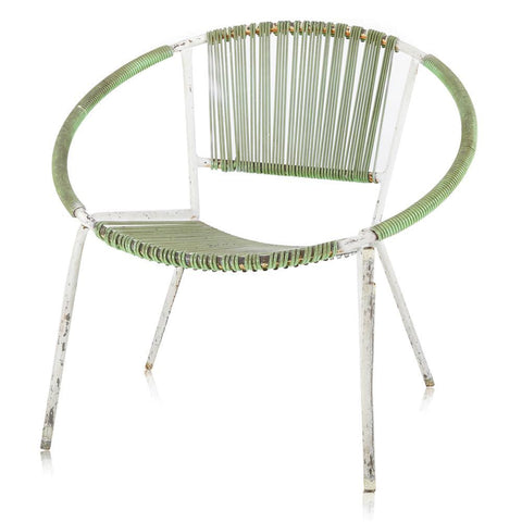 Cord Hoop Chair - Green with White Frame