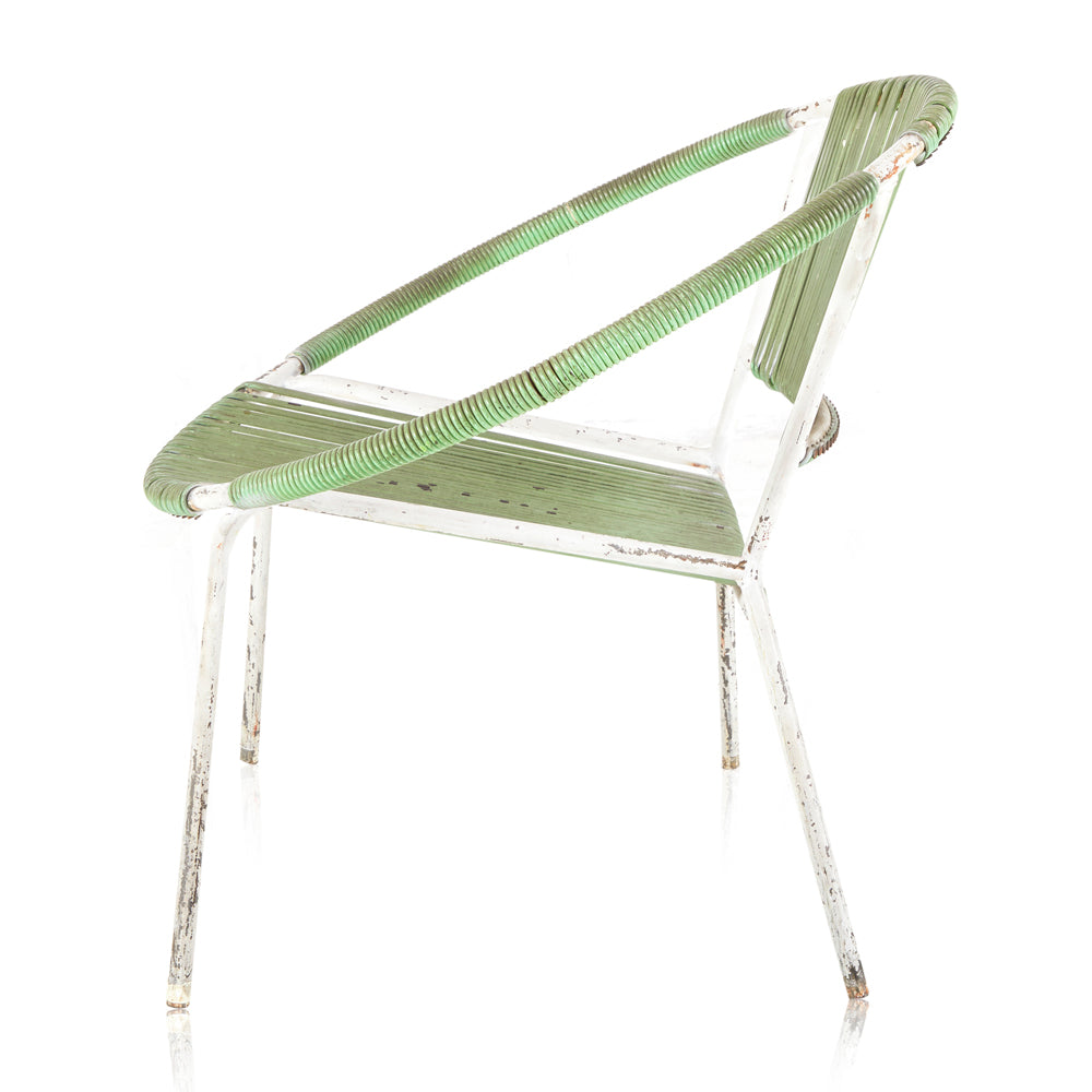 Cord Hoop Chair - Green with White Frame