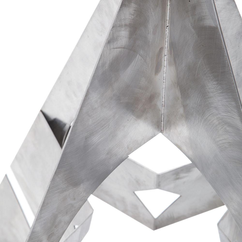 Silver Metal Pyramid Floor Sculpture