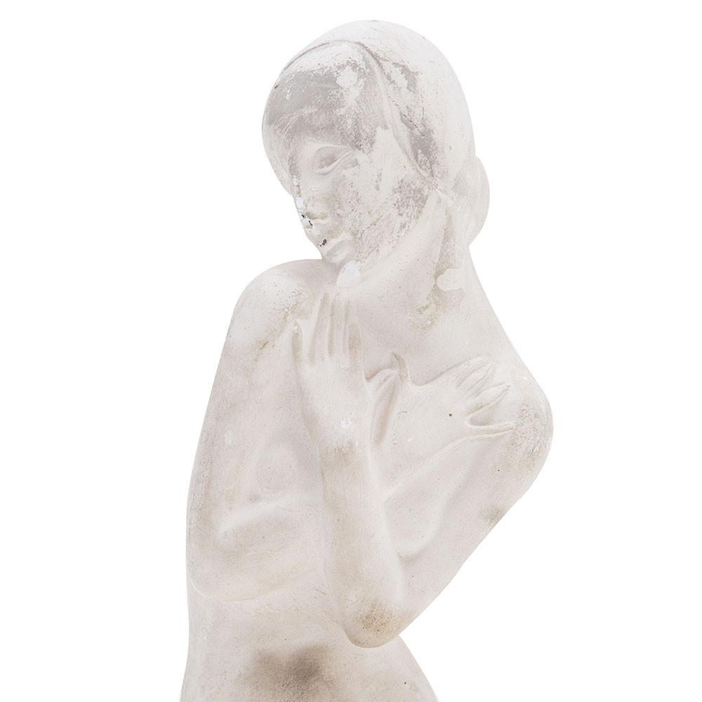 White Nude Female Sitting Sculpture